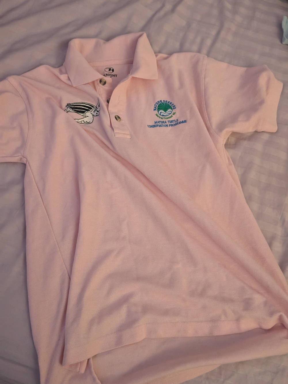 Men Pink Polo Shirt with Embroidered Turtle Logo